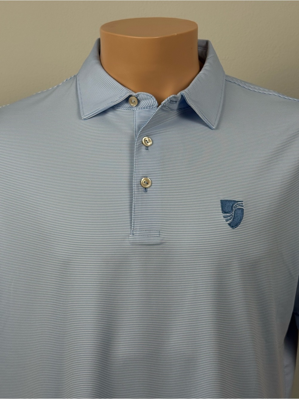 🏷️ Peter Millar Summer Comfort Polo Shirt Men’s M Light Blue Stripe NWT